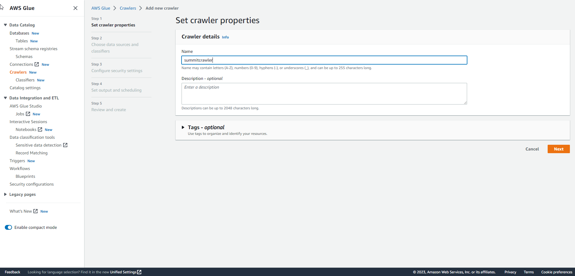 Create Glue Crawler